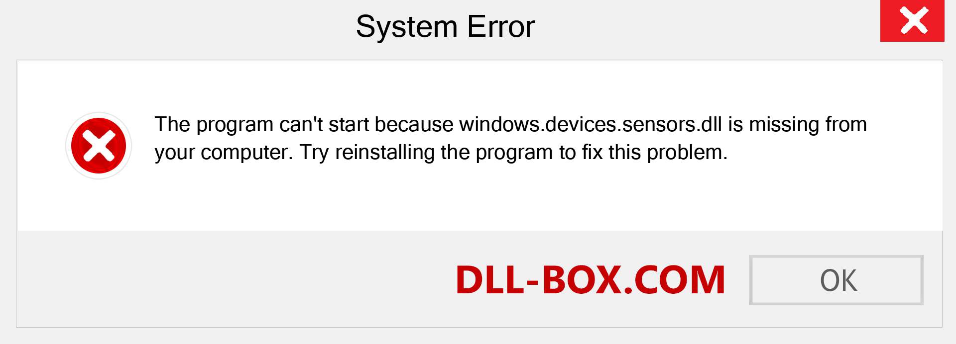  windows.devices.sensors.dll file is missing?. Download for Windows 7, 8, 10 - Fix  windows.devices.sensors dll Missing Error on Windows, photos, images